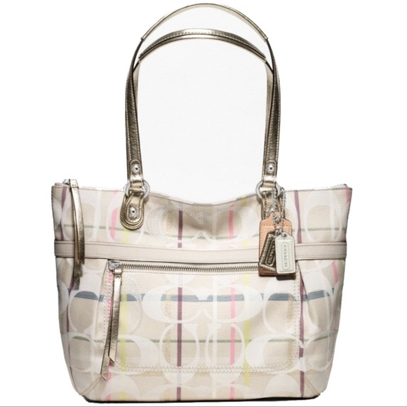 Coach Poppy Tattersall Signature Plaid Tote - Picture 1 of 15